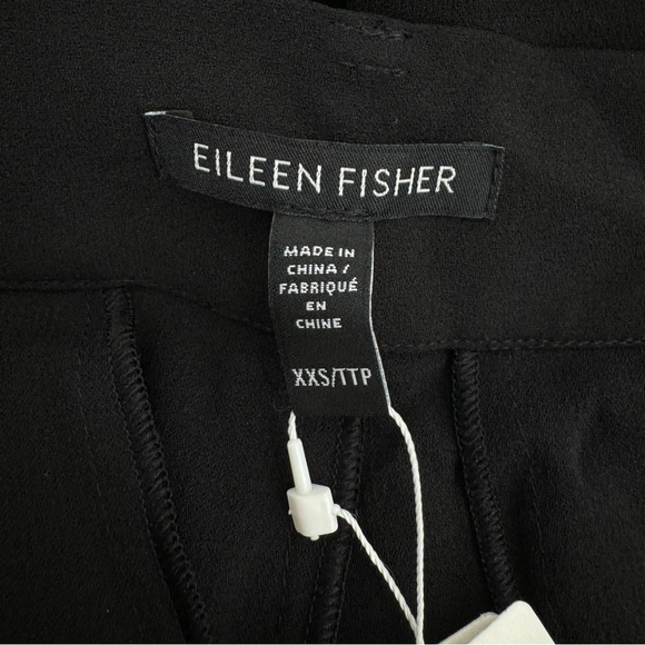NWT EILEEN FISHER Black Silk Georgette Crepe Taper Ankle Pants Size XXS $258 - Picture 5 of 16